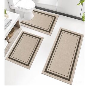 Elegant Tan and Brown Bath Mat Set, 3 piece set, Used very little